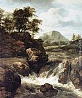 Jacob Van Ruisdael Famous Paintings - A Waterfall